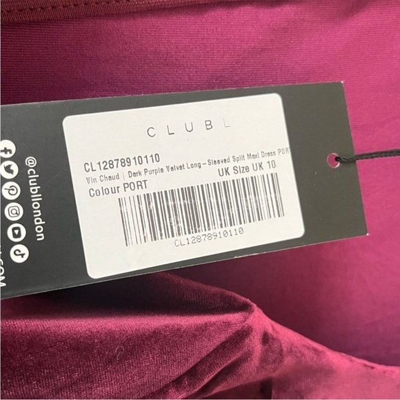 NWT Club L London Vin Chaud Velvet Maxi Dress Size 6 Wine Burgundy - Picture 8 of 9